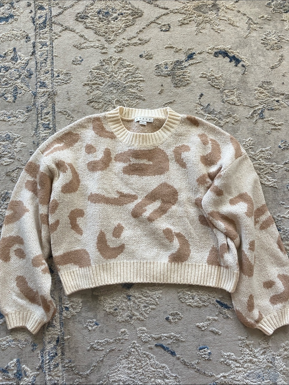 HYFVE Cream & Tan Leopard-Pattern Crewneck Sweater